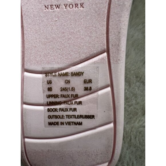 Kate Spade Pink Faux Fur Slippers With Bow & Silver Accent - Picture 7 of 8